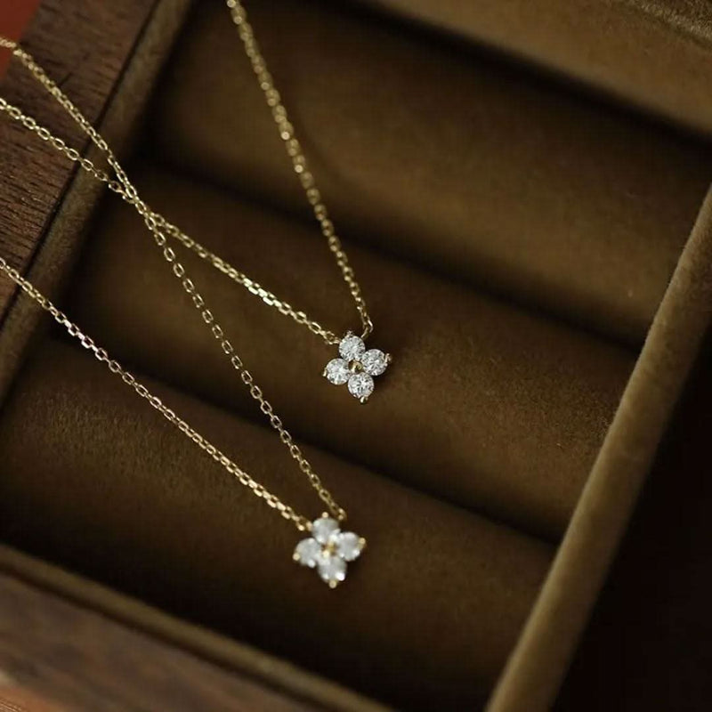Zircon Flower Fine Sterling Pendant Necklace-Pendant-Sairahaz Jewelers