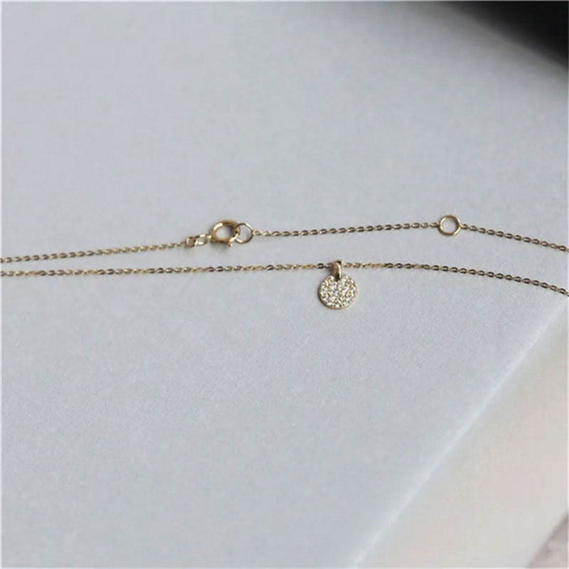 Classic Gold Plated Pave French Pendant Necklace-Pendant-Sairahaz Jewelers
