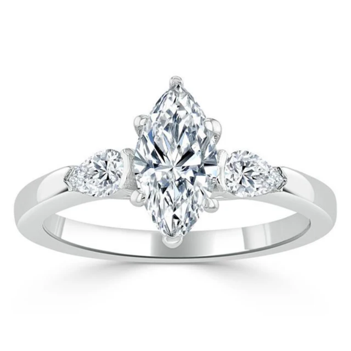 Marquise Diamond 3 Stones Moissanite Ring
