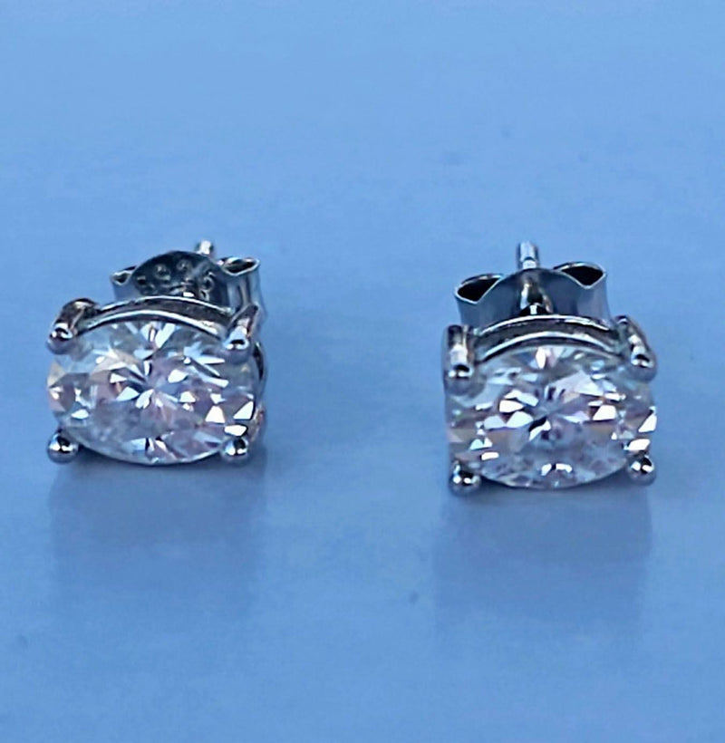 Oval Moissanite Earrings-Earring-Sairahaz Jewelers