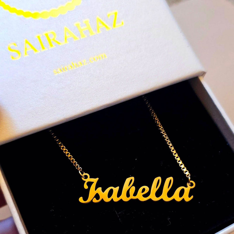 Elegant Thick Font Custom Name Necklace-Cursive Custom Name Necklace-Sairahaz Jewelers
