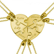 6 Best Friend Puzzle Heart Name Necklaces