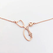 Custom Name Necklace Stethoscope With Heart in Chestpicece