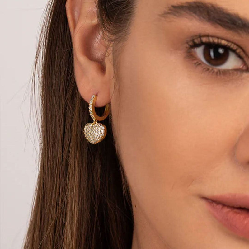 The Hills Heart Pendant Earrings Gold & Silver-Earrings-Sairahaz Jewelers
