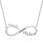 Infinity Two Name with Date Necklace-Custom Name Necklace-Sairahaz Jewelers
