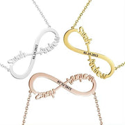 Infinity Two Name with Date Necklace-Custom Name Necklace-Sairahaz Jewelers