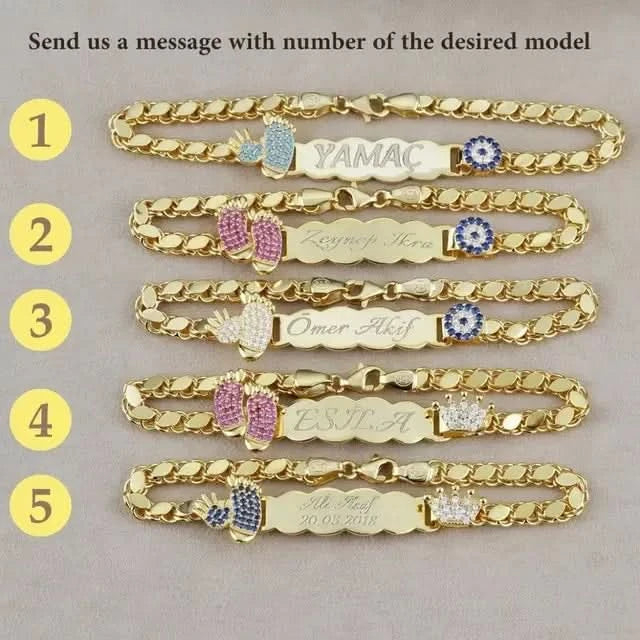 Personalized Name Bracelet for Newborn CZ Customizations