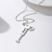 Baseball Bat & Ball Name Necklace with Number-Custom Baseball Necklace-Sairahaz Jewelers