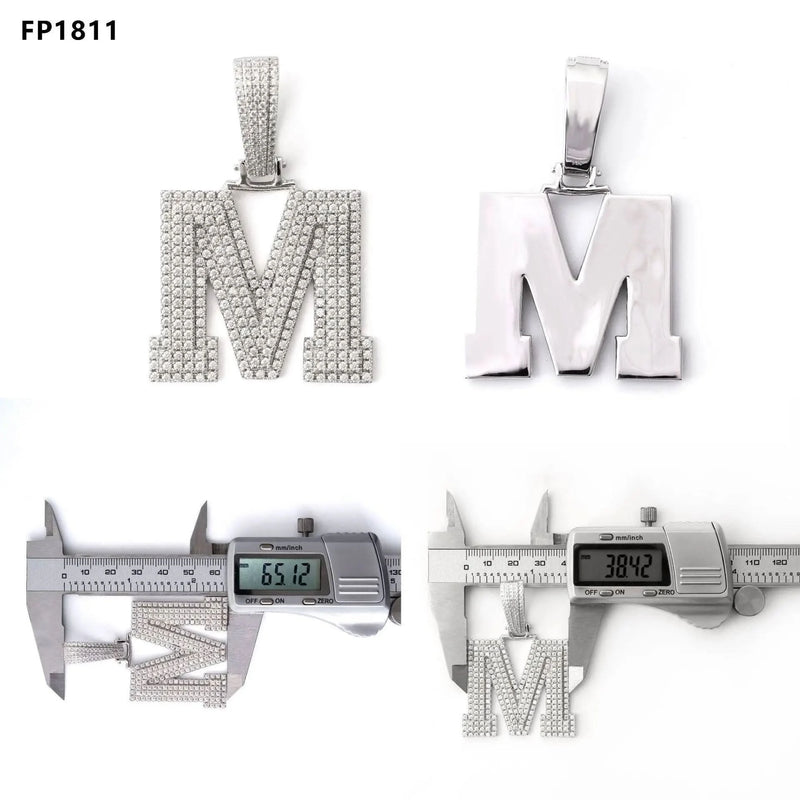 Moissanite Sterling Silver Letter Pendant-Custom Name Necklace-Sairahaz Jewelers