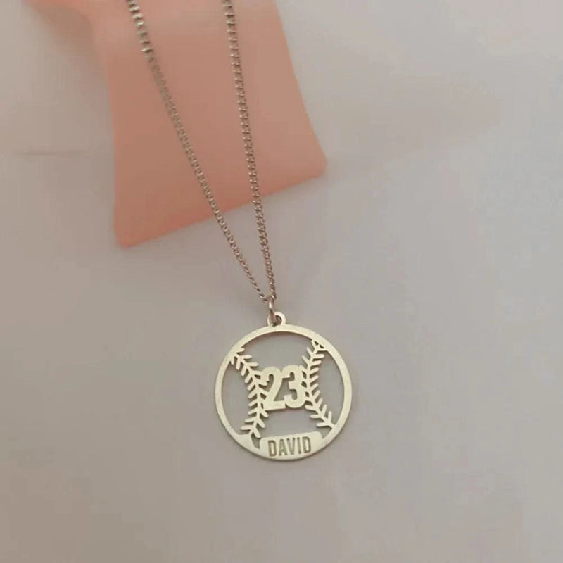 Baseball Number & Name Necklace-Custom Baseball Necklace-Sairahaz Jewelers