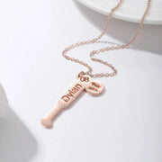 Baseball Bat & Ball Name Necklace with Number-Custom Baseball Necklace-Sairahaz Jewelers