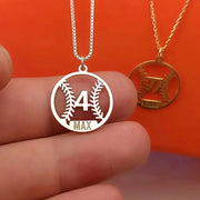 Baseball Number & Name Necklace-Custom Baseball Necklace-Sairahaz Jewelers