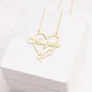 Stethoscope Cursive Font Custom Name Necklace
