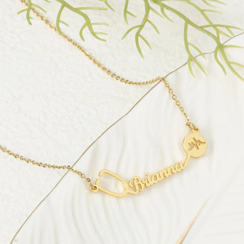 Stethoscope Minimilist Custom Name Necklace