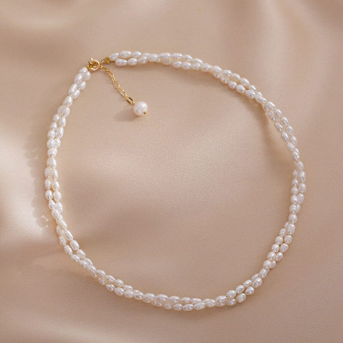 Freshwater Pearl Double Necklace Choker for Timeless Beauty - Gift for her - Gift for wedding