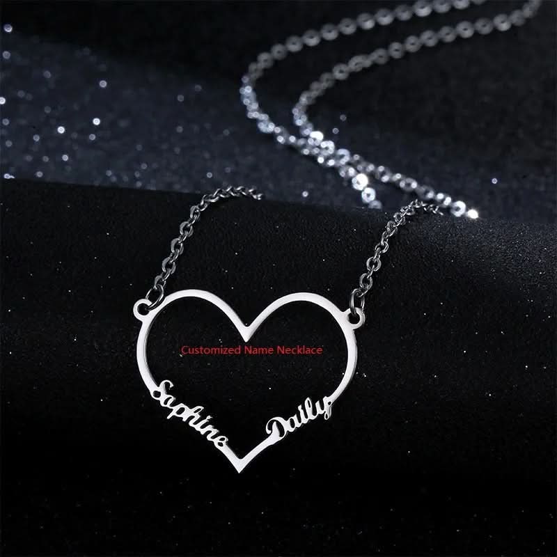 Big Heart Two Name Necklace