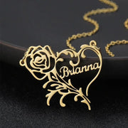 Rose Heart Custom Name Necklace