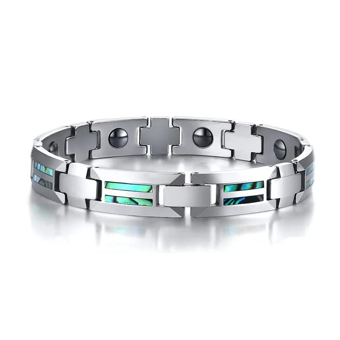 Men Tungsten Carbide Magnetic Abalone Shell Bracelet