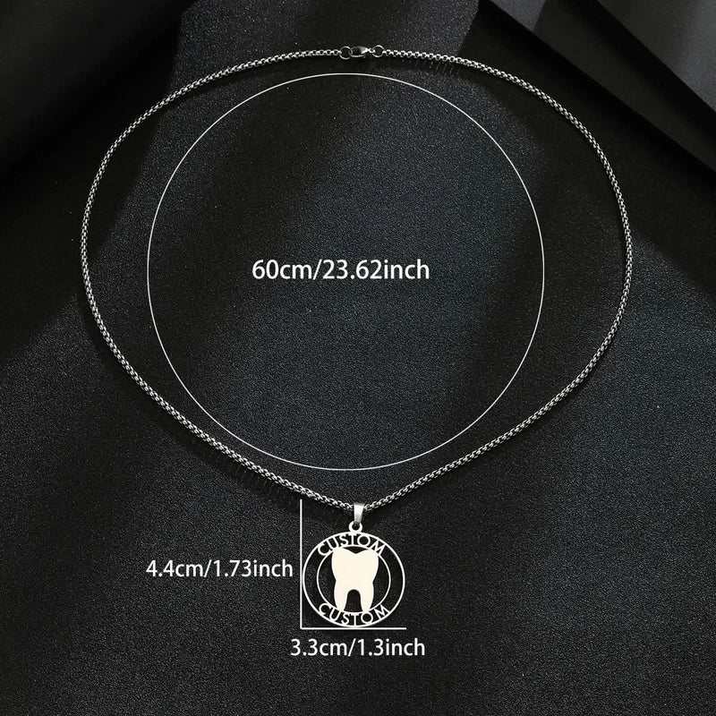 Custom Name Necklace with Tooth Charm – Dental Gift for Dentists & Hygienists