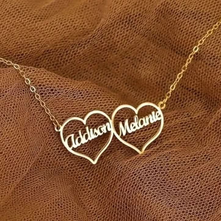 Customized Two Hearts Name Necklace