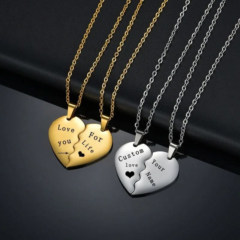 Best Friend BFF Split Heart 2 Name Pendent Set