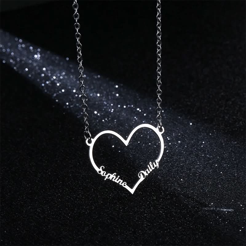 Big Heart Two Name Necklace