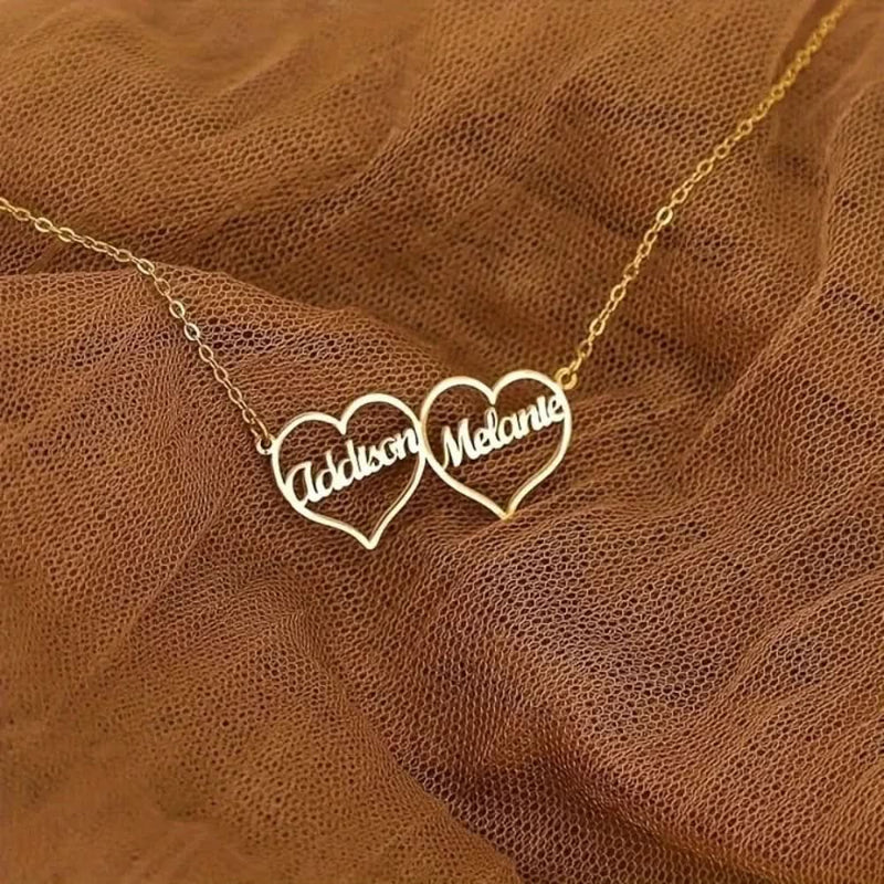 Customized Two Hearts Name Necklace