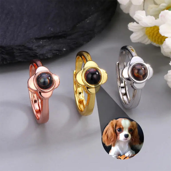 Custom Photo Clover Projection Ring