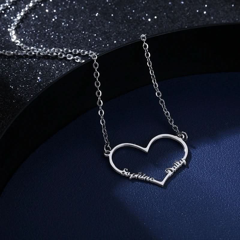 Big Heart Two Name Necklace