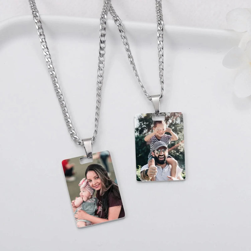 Picure Pendent Necklace Rectangle Shape Pendent Charm