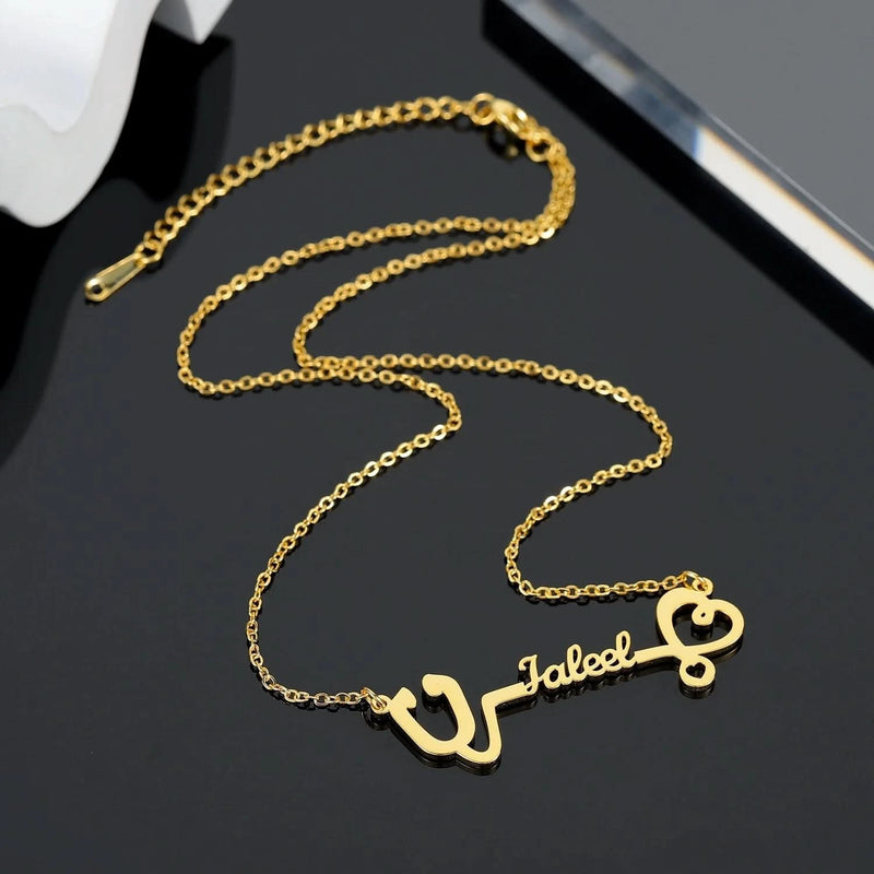 Stethoscope Custom Name Necklace Personalized 18K Gold Plated