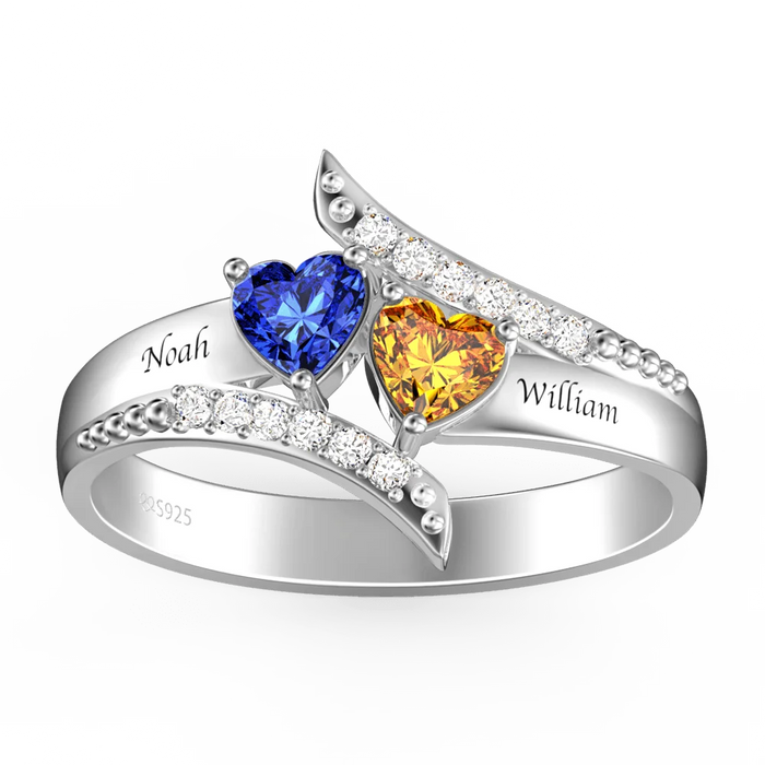 Sterling Silver Birthstone Rings 2 Stones