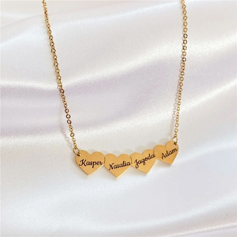 3 Minimilist Hearts Name Necklace