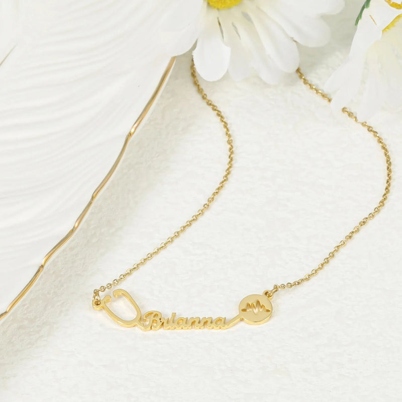 Stethoscope Minimilist Custom Name Necklace