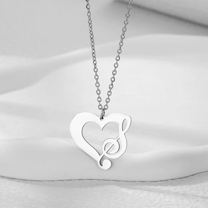 Heart and Music Note Name Necklace