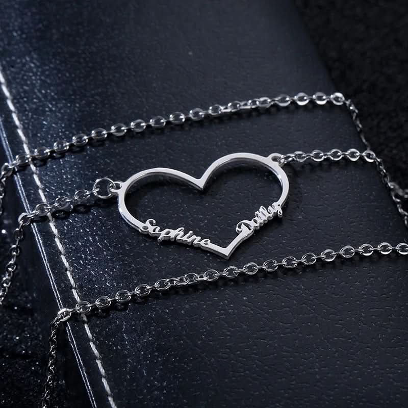 Big Heart Two Name Necklace