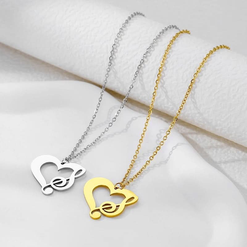 Heart and Music Note Name Necklace