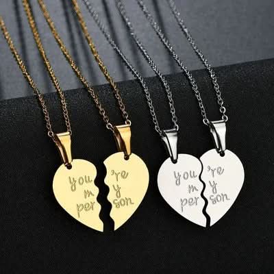 Best Friend BFF Split Heart 2 Name Pendent Set