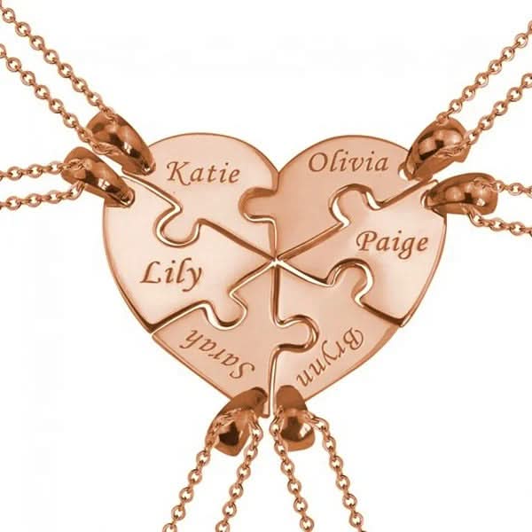 6 Best Friend Puzzle Heart Name Necklaces