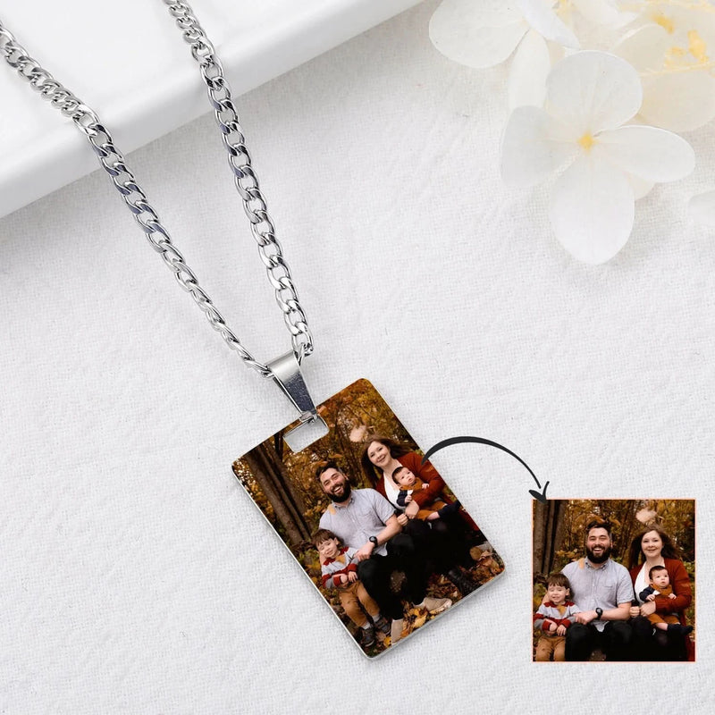 Picure Pendent Necklace Rectangle Shape Pendent Charm