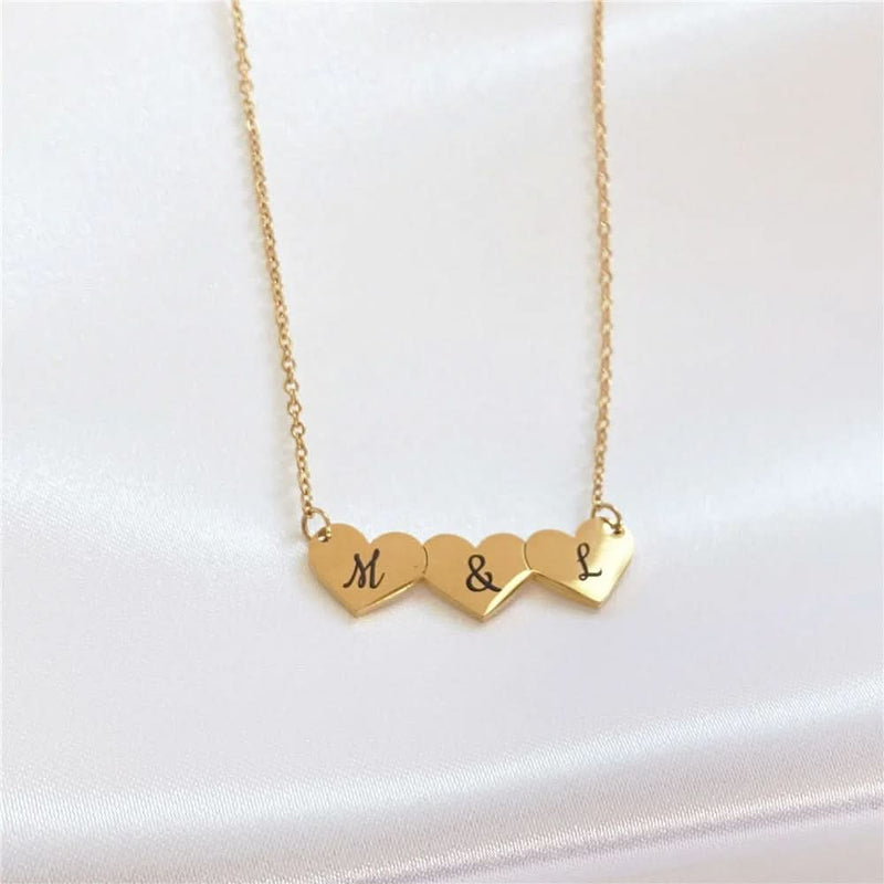 3 Minimilist Hearts Name Necklace