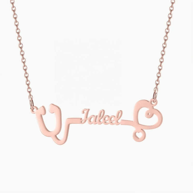 Stethoscope Custom Name Necklace Personalized 18K Gold Plated