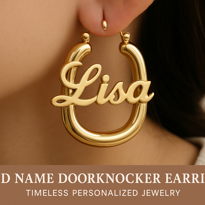 Gold Name Doorknocker Earrings: Timeless Personalized Jewelry