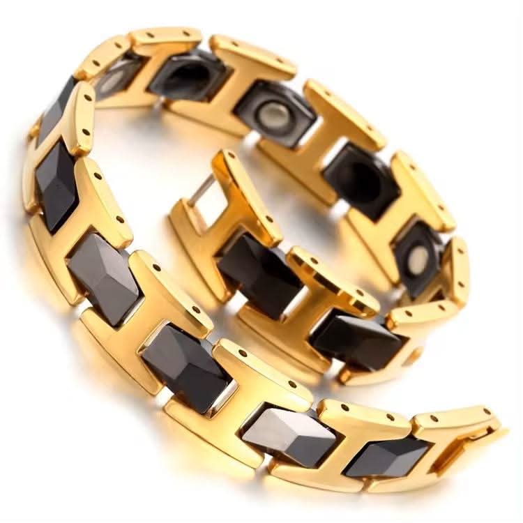 Magnetic bracelet worn on wrist as a wellness jewelry accessory