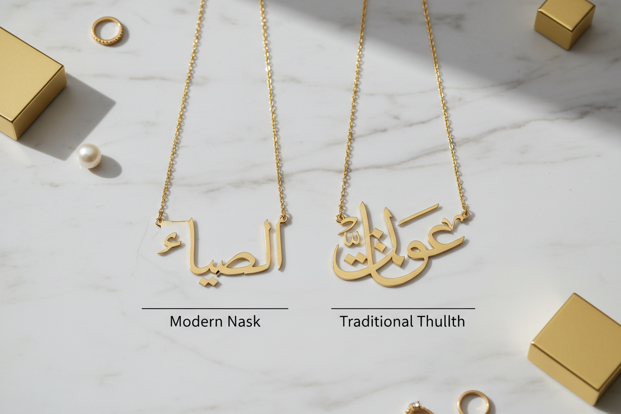 What's the difference between modern and traditional Arabic script for jewelry? - For Healthcare Professionals