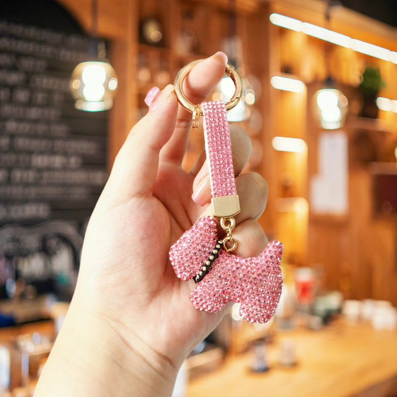 Crystal Rhinestone French Bulldog Keychain