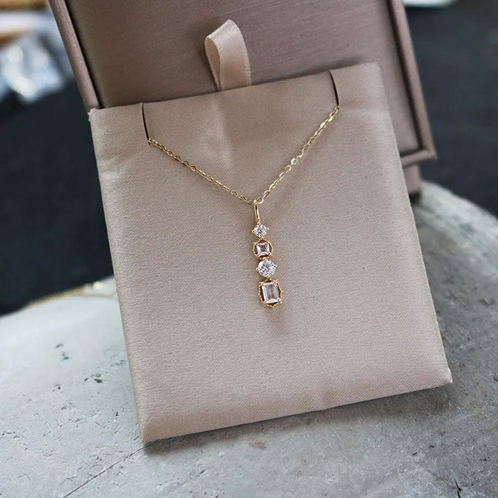 Golden Plated Crystal Elegant Pendant Necklace-Pendant-Sairahaz Jewelers