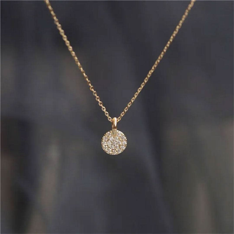 Classic Gold Plated Pave French Pendant Necklace-Pendant-Sairahaz Jewelers