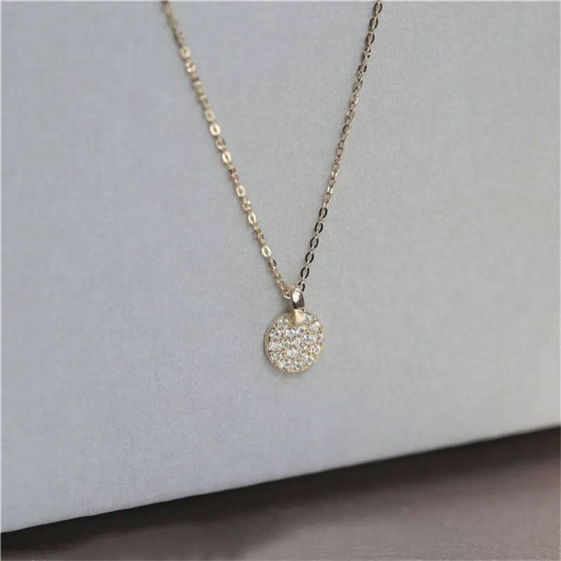 Classic Gold Plated Pave French Pendant Necklace-Pendant-Sairahaz Jewelers
