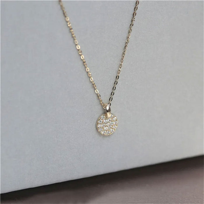 Classic Gold Plated Pave French Pendant Necklace